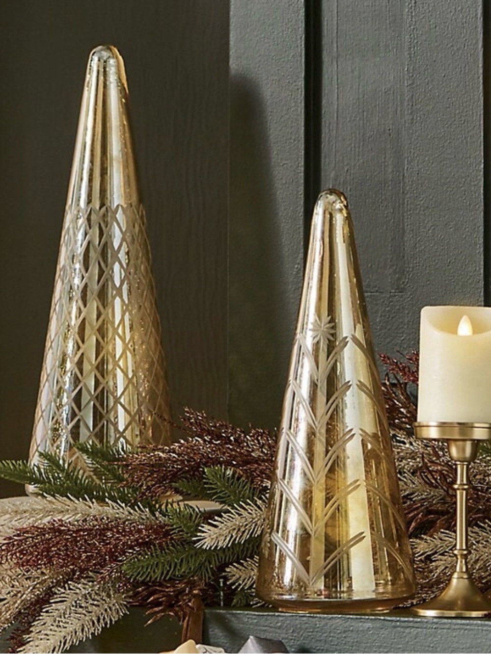 Frontgate Vintage Glass Trees - Set of 2 - NWT